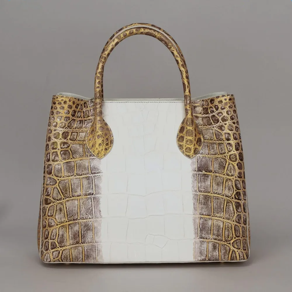 Authentic crocodile belly leather women's handbag fashion tote bag real crocodile leather women's large-capacity shoulder bag
