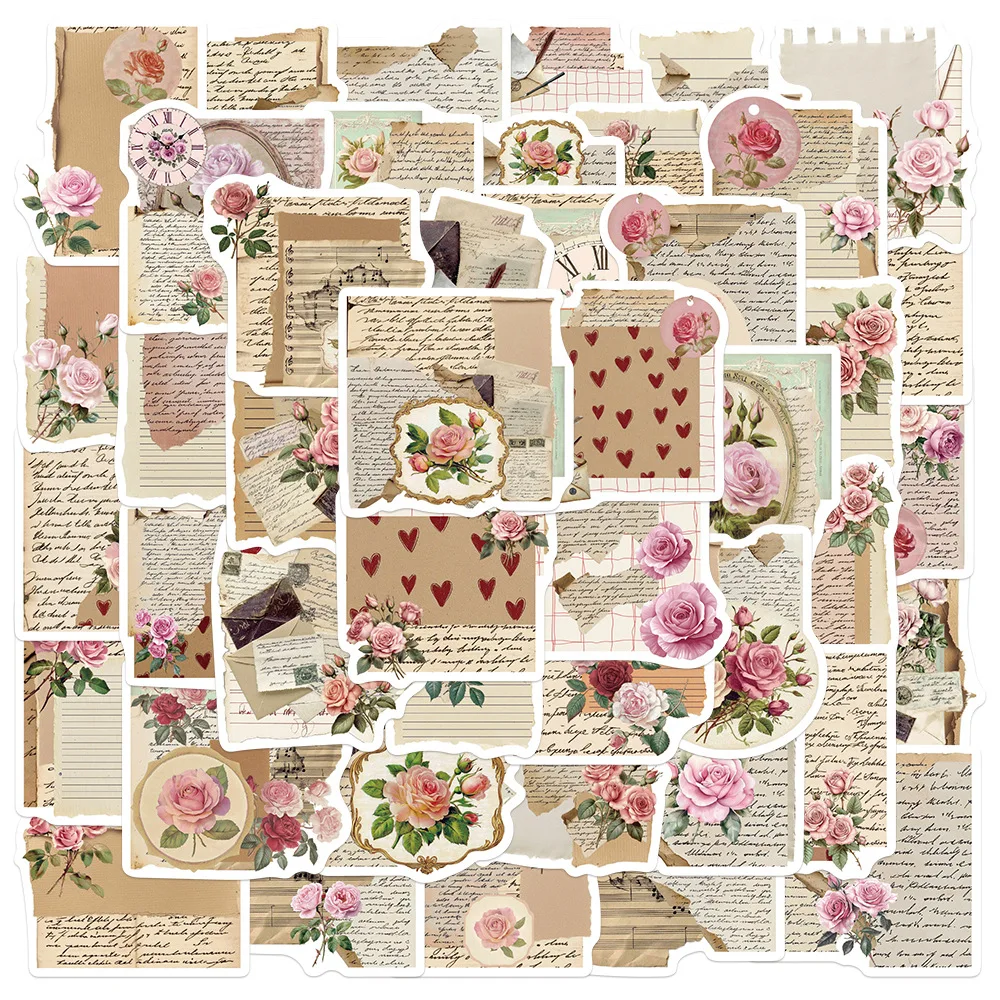 10/30/50PCS Classic Toy French Romantic Vintage Rose Inspirational Quotes Stickers Decals Laptop Journal Diary DIY Decor Sticker