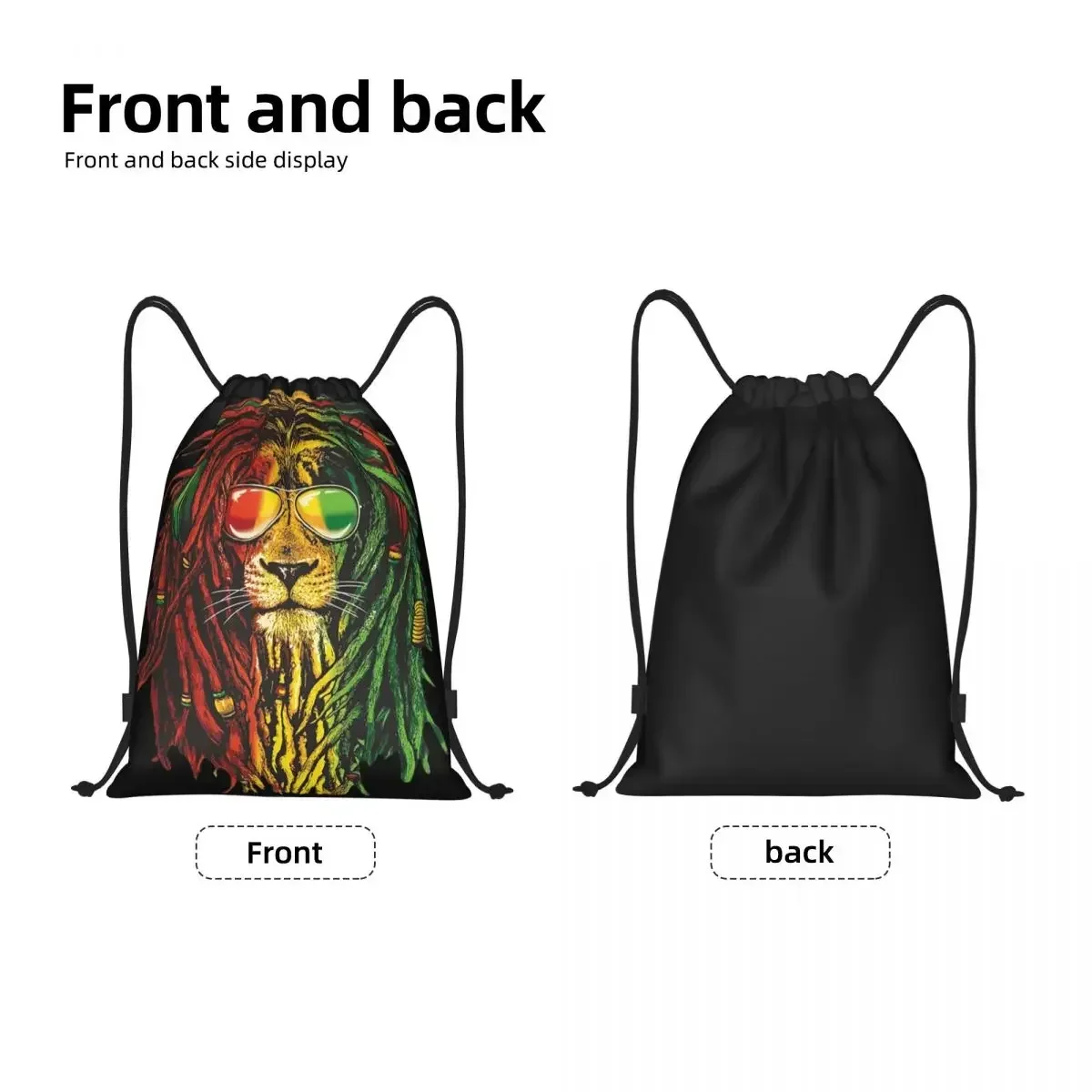 Rasta Lion Of Judah Jamaica Drawstring Bag Women Foldable Gym Sports Sackpack Reggae Rastafari Rasta Shopping Storage Backpacks