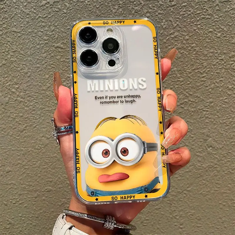 Minions Anime Cartoon Series Cute Through Black Tongue Phone15promax Phone Case 15plus/15/13promax