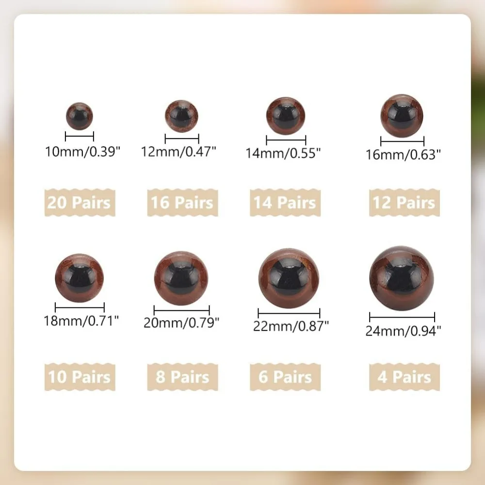 90 Pairs Plastic Safety Eyes Craft Eyes Stuffed Animal Eyes with Washers for Puppet Plush Animal Stuffed Animals Teddy Puppet