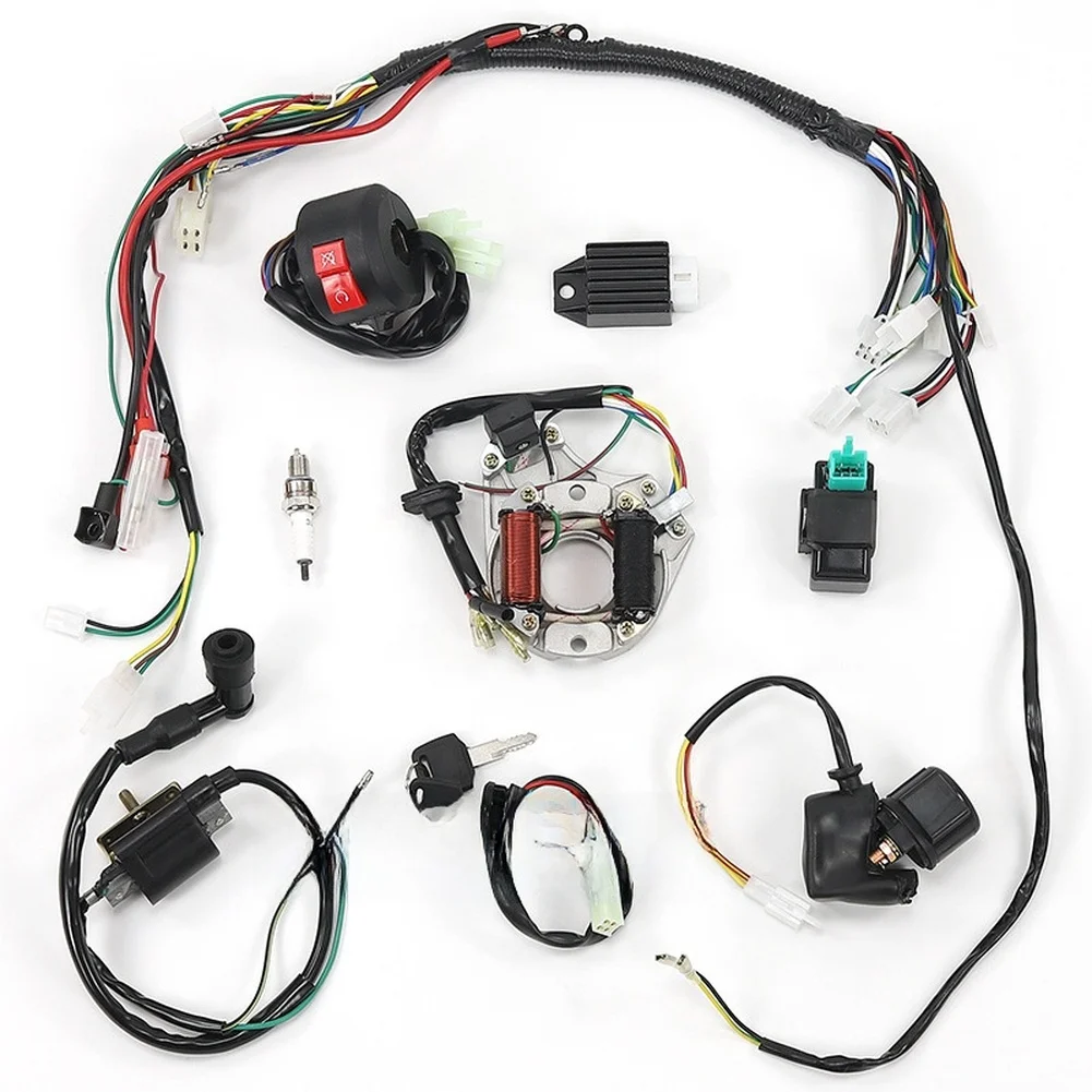 Electrical Wiring Harness with Ignition Coil for 50cc 125cc For atv Models and Off-Road Motorcycle Compatibility