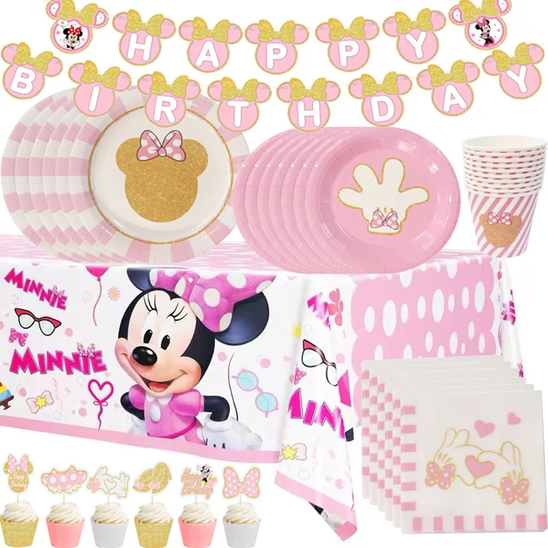 Minnie Mouse Birthday Party Supplies and Decorations Minnie Mouse Party Supplies Serves 10 Guests with Banner Table Cover Plates