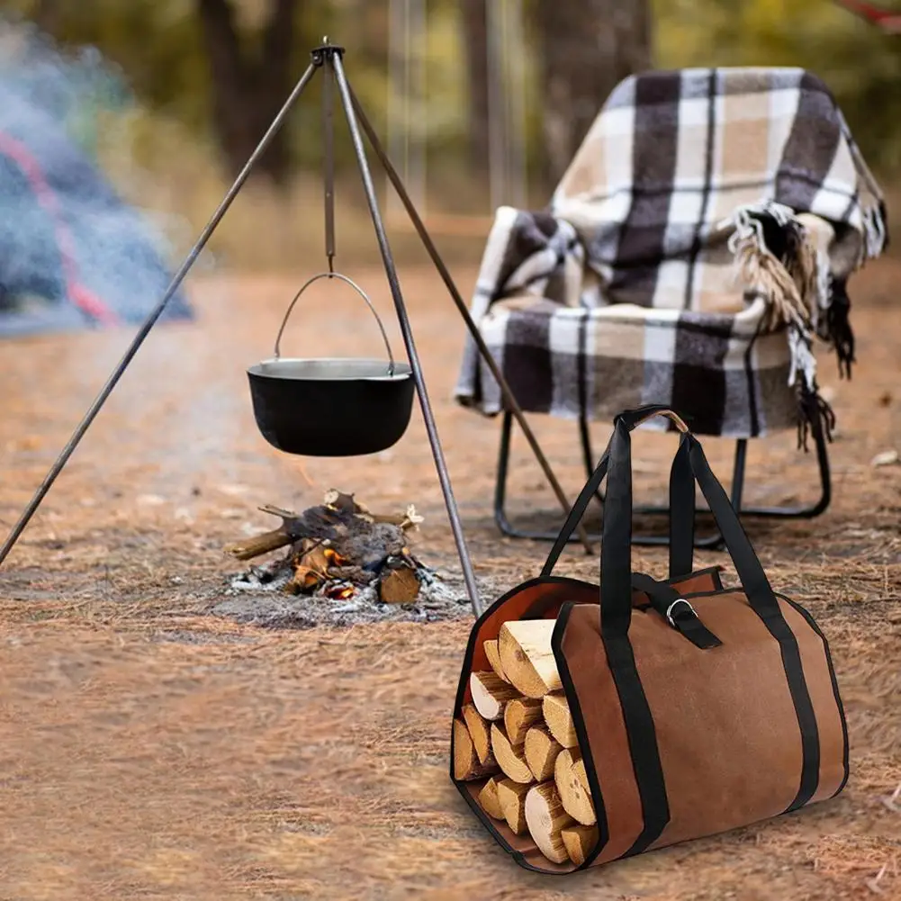 Oxford Cloth Firewood Carrier Log Carrying Handbags Portable Wood Transport Bag Log Carrier Fireplace Tote Firewood Storage Bag