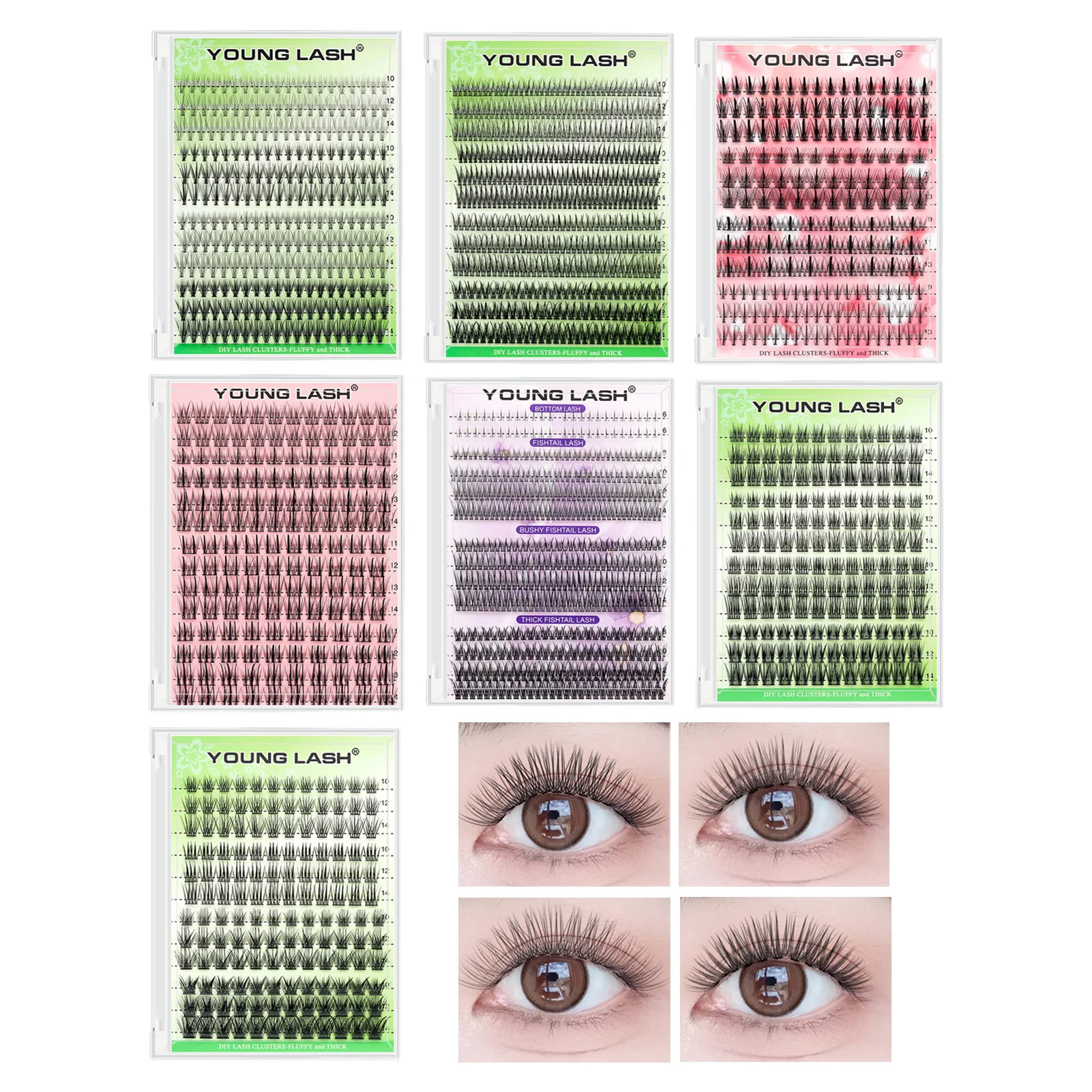 Pestañas postizas de visón con volumen 20D, Base de unión térmica, extensión de pestañas para mujeres, diseño de borde de cola de pez para maquillaje de ojos espectacular