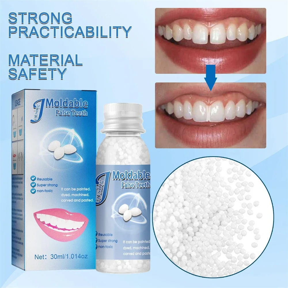 

30ml Resin Temporary Tooth Repair Granules Teeth Gaps Missing Broken Tooth Filling Moldable Dentures Adhesive False Teeth Tools