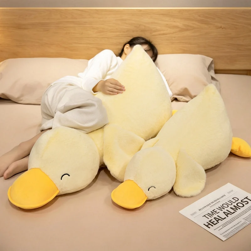 Cute Sleeping Duck Animals Plush Soft Furry Lying Duck Stuffed Toy Multi-Function Bed Pillow Leg Elevation Pillow Birthday Gift