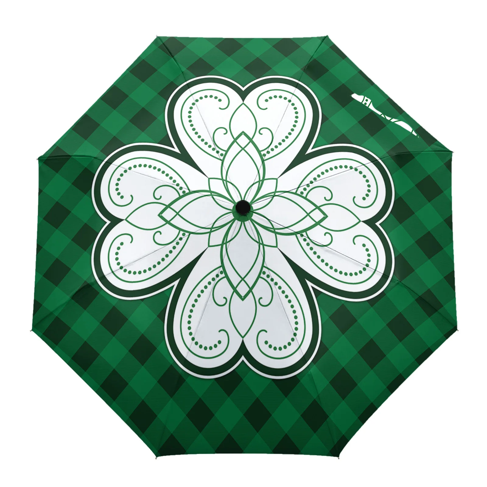 St Patrick'S Day Vintage Four Leaf Clover Rain Umbrella Folding Umbrella Outdoor Sunscreen Anti-UV Parasol Female Male Umbrellas