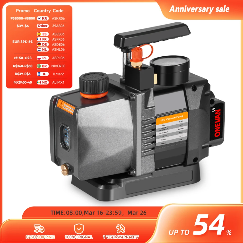 فرش 1/2HP مضخة تفريغ التبريد 7CFM 5PA مضخة تفريغ لاسلكية سيارة تكييف الهواء المنزلية لبطارية ماكيتا 18 فولت