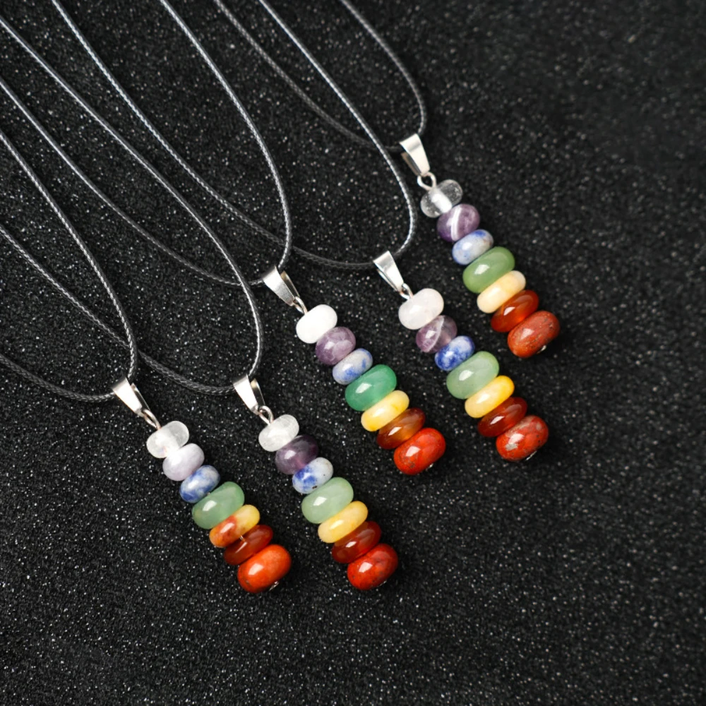 حار الوافدين الجدد 40X8mm غير النظامية الريكي 7 شقرا كريستال قلادة الحجر الطبيعي قلادة حبل سلسلة القلائد النساء مجوهرات 1 قطعة