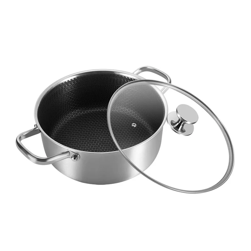 

Stainless steel honeycomb saucepan 3-layer cooking pot household non-stick cookware