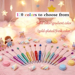 100Pcs Creative Plastic Beaded Ballpoint Pen Handmade Beadable Pen DIY Craft Gift Pens for Student Office Supplies Wholesale
