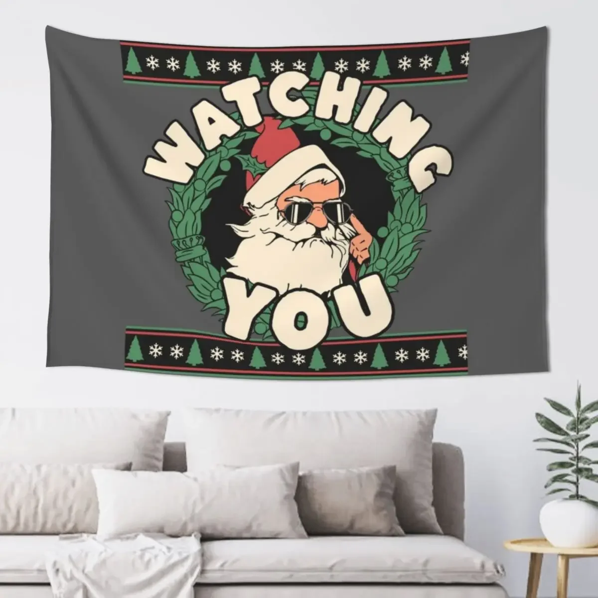 

Santa Watching You Christmas Tapestry Bedroom Deco Home Decor Accessories Wall Carpet Custom Tapestry