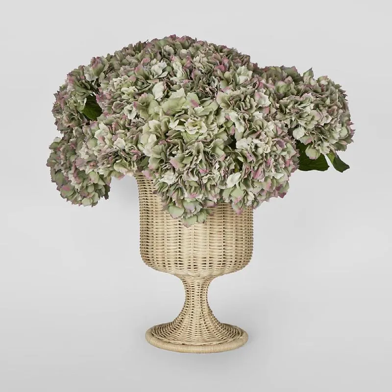 French Rattan Basket, Handwoven Wicker Flower Vase & Storage Container, Boho Chic Home Decor for Bedroom ,Rustic Farmhouse Decor