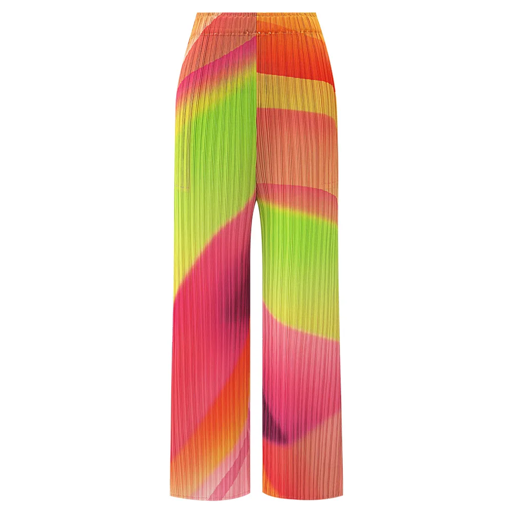 

Повседневные женские прямые брюки, осень 2023, новые универсальные свободные эластичные женские брюки с высокой талией и принтом в стиле ретро