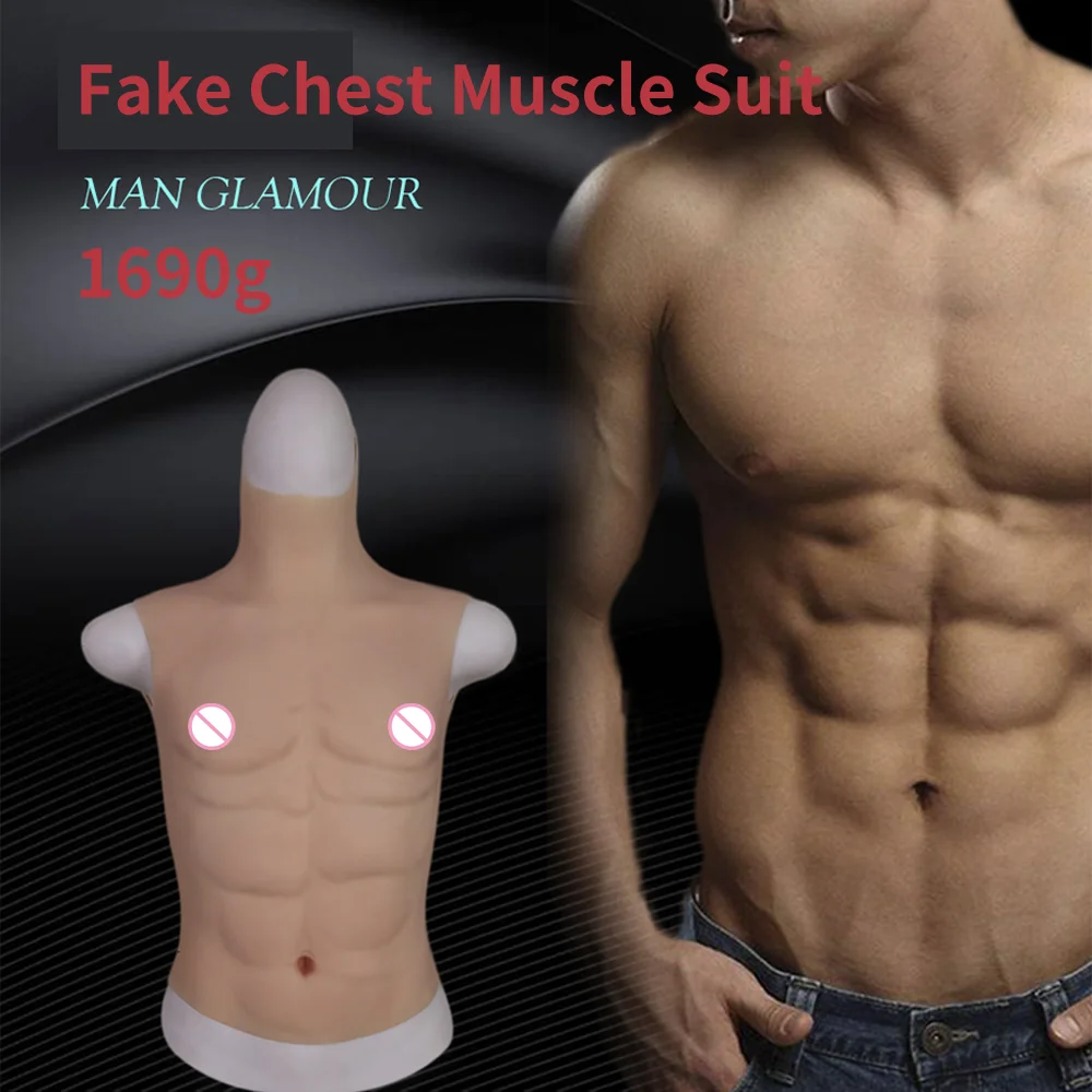 Tgirl Fake Men Chest Crossdresser Muscle Suit Macho Silicone Belly Artificial Simulation  Abs for Transgender Cosplay Male pecto