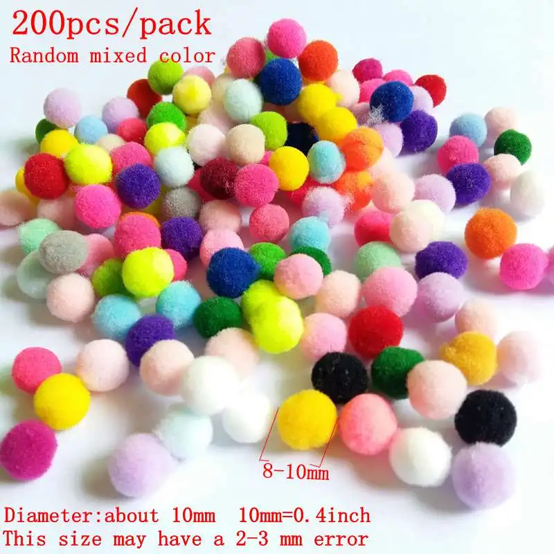 200-60Pcs/lot Colorful Pompom Fur Ball Plush Mixed Color Creative Kids Handmade Material DIY Craft Supplies