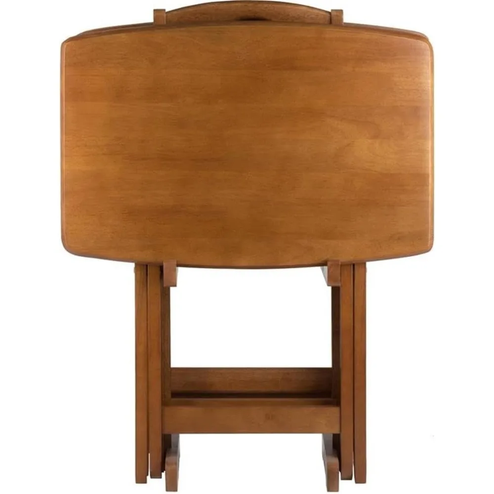 Transitional Style Oversized Solid Wood Snack Table Set with 24W x 12D Dimensions, Featuring Curved Sides and Rounded Corners, I