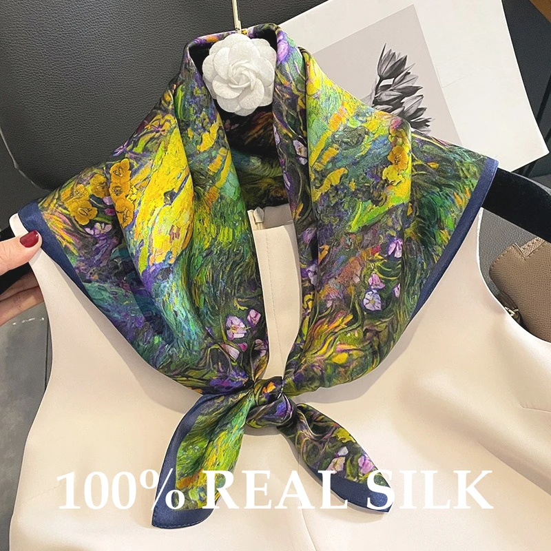 

2026 New Scarf 100% Silk Bandana Women Square Scarves Spring Summer Sunscreen Shawl Foulard Fashion High Quality Headband Hijab