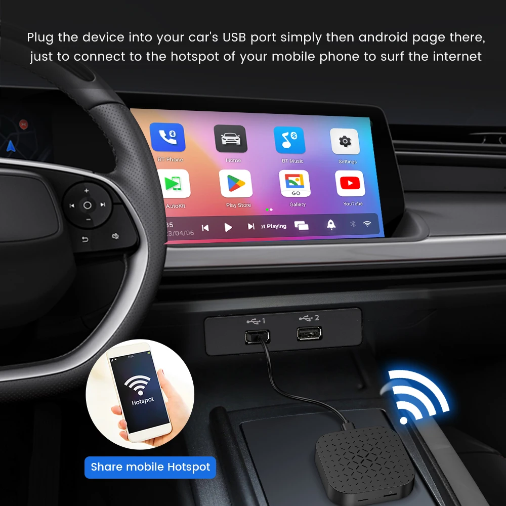 CarlinKit CarPlay Ai Box Android 11 Wireless CarPlay Android Auto TV Box QCM2290 Multimedia Video Streaming Box WiFi Connection