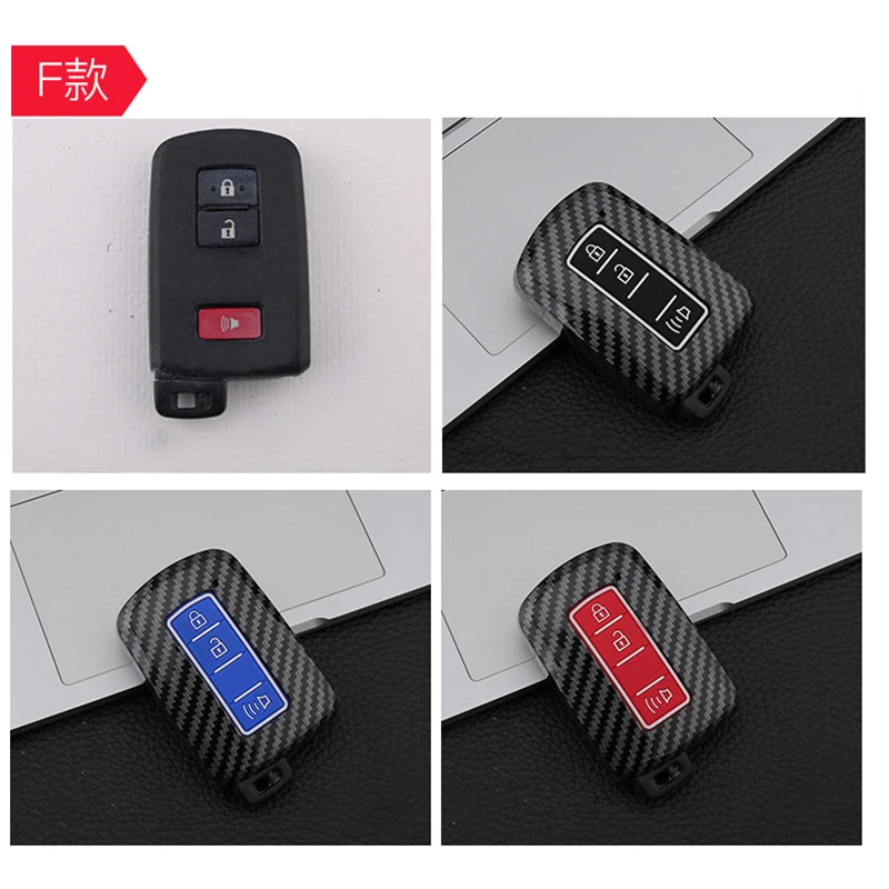 New Carbon ABS 2/3/4 Button Car Key Case Cover For Toyota RAV4 Highlander Avalon Sequoia Tundra Tacoma 4Runner Land Cruise Prius