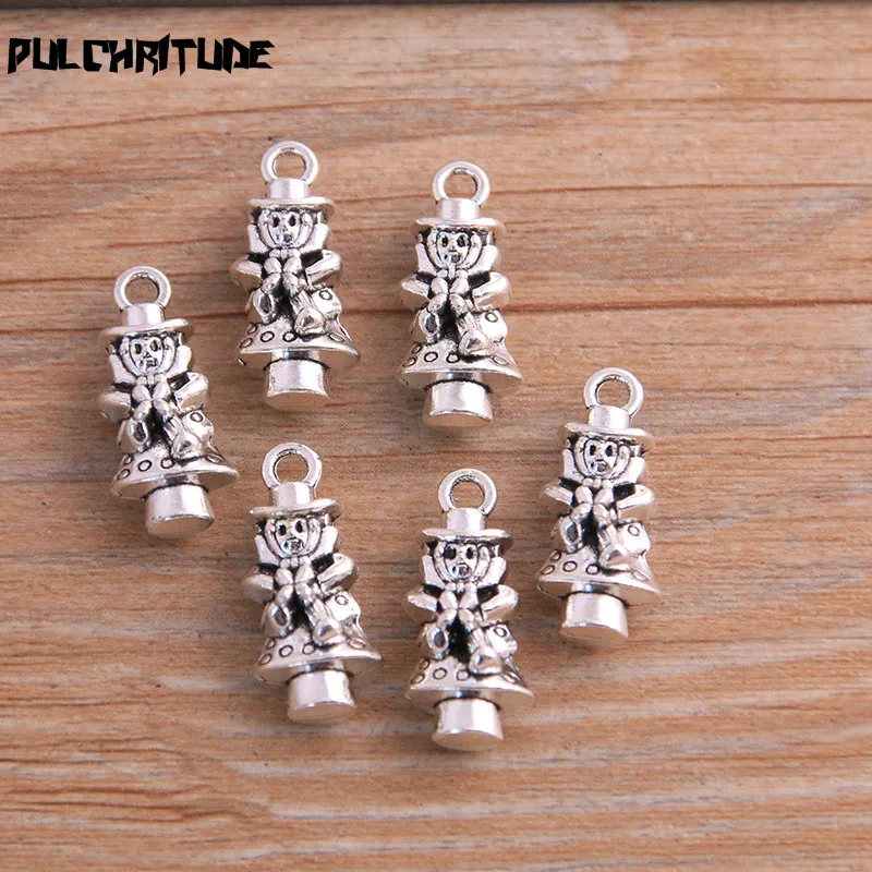 6PCS 8*10*23mm New Product Antique Color Comedy Clown Charms Pendant Jewelry Metal Alloy Jewelry Marking