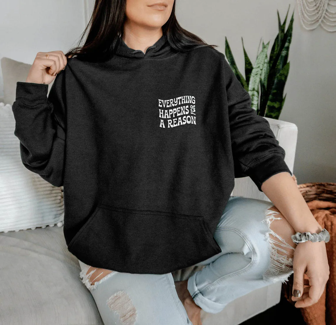 Every Happens For A Reason Take It One Day at a Time Hoodie Aesthetic Women Long Sleeve Jumper Mental Health Pullovers