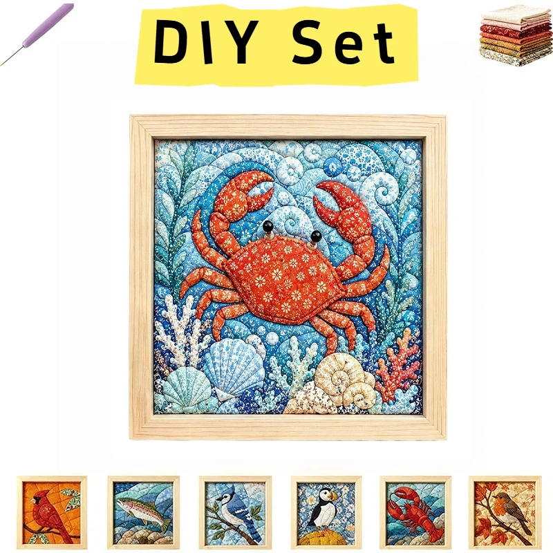 Ocean Series No-sew Fabric Art Kit For Adults Crab Turtle Whale Fabric Clothing Handmade Set For Beginner Home Decoration Gift