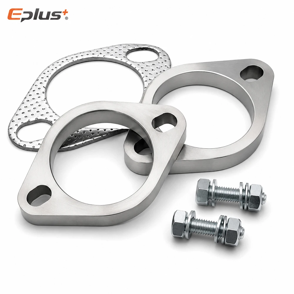 EPLUS Car Motorcycle Exhaust Pipe Muffler Flange Kit 2 Bolt Stainless Steel Flange Pair High Temperature Exhaust Gasket