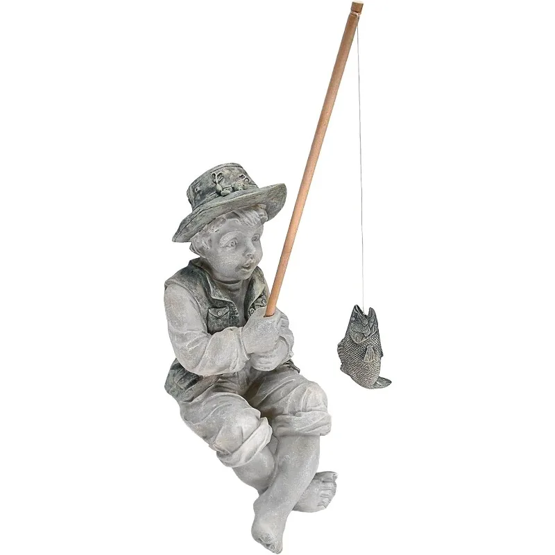 NG32122 Frederic the Little Fisherman of Avignon Handcast Polyresin Statue, 15 Inch, Two Tone Stone