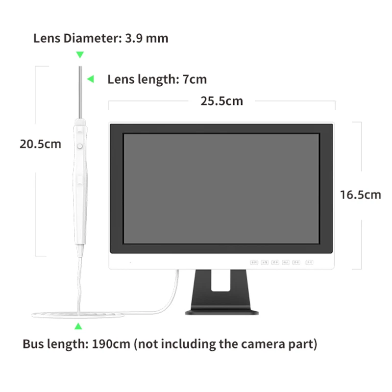 Endoscópio ent 3.2mm 500w pixel 10 polegadas visual ent ultra-clear tela pode tirar fotos e vídeos de baixa temperatura lente endoscópio