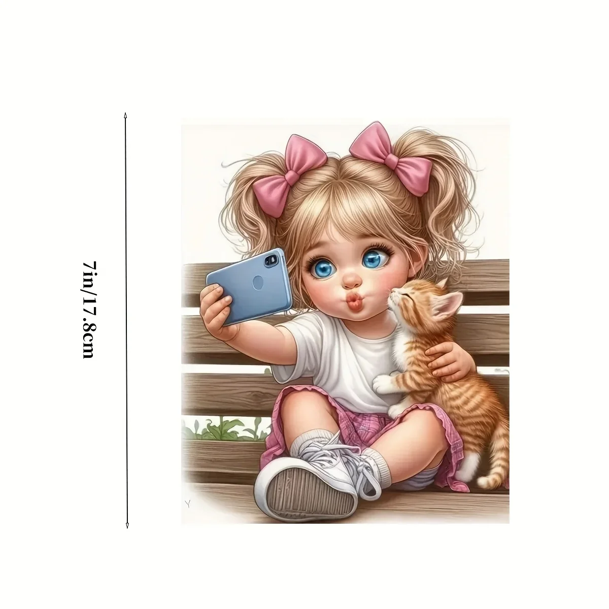 2D Flat Vinyl Sticker Cute Girl Taking Selfie With Kitten Decal for Car Laptop Water Bottle Phone Motorcycle Helmet Luggage Wall