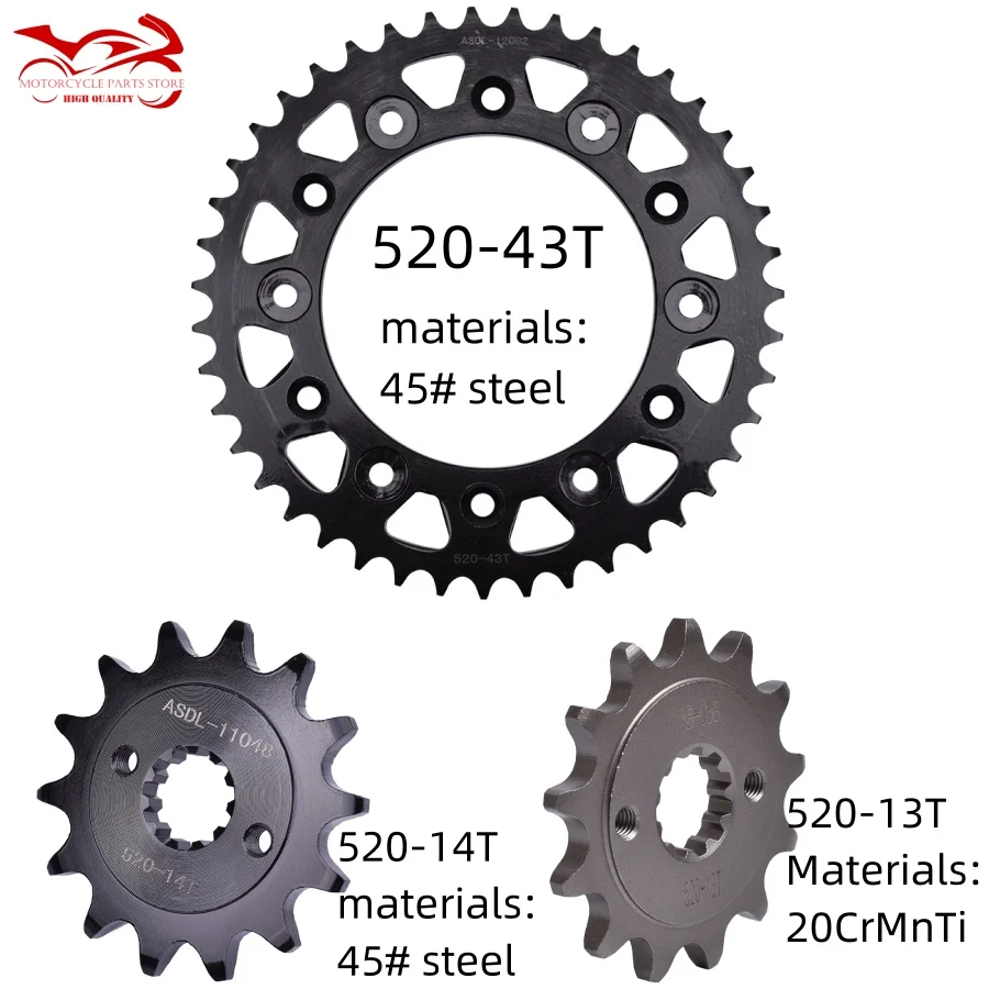 

520 13T 14T 43T Motorcycle Drive Chain and Front Rear Sprocket Set for Honda XR250 I S Baja 1996 XR 250 Baja 1997-2005 2006 2007