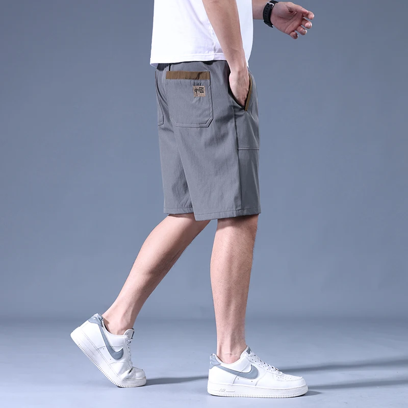 Beach Basic Spliced Knee Pants Elastic Drawstring Summer Fashion Contrasting Colors Men\'s Clothing Patch Designs Casual Shorts