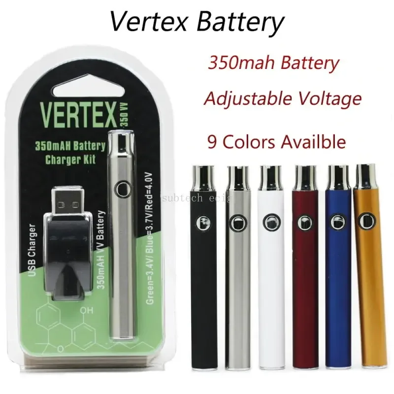 

50pcs Cig VERTEX Preheat Batteries 350mah 510 Thread Button Adjust Voltage Battery For SmartCart Cookies Vape Cartridges Carts