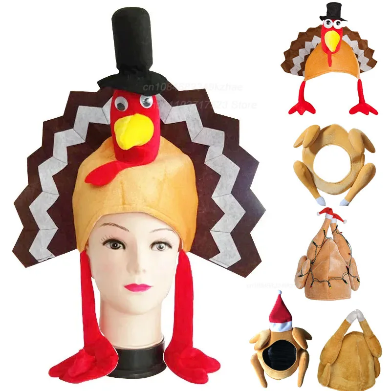 Funny Carnival Chicken Leg Hat Christmas Thanksgiving Decoration Turkey Hat Adult Carnival Hat Party Festive Cap Funny Hats