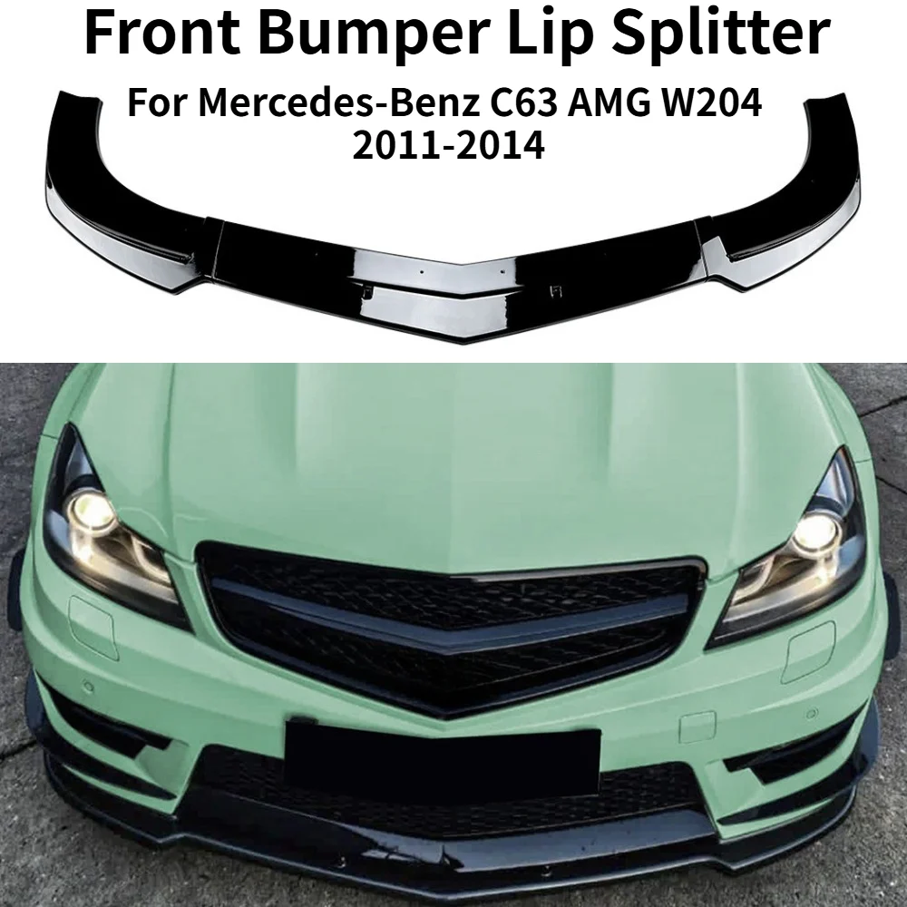

Front Bumper Lip Splitter Chin Spoiler For Mercedes Benz C-Class C63 AMG W204 2011-2014 Exterior Refit Body Kit Accessories