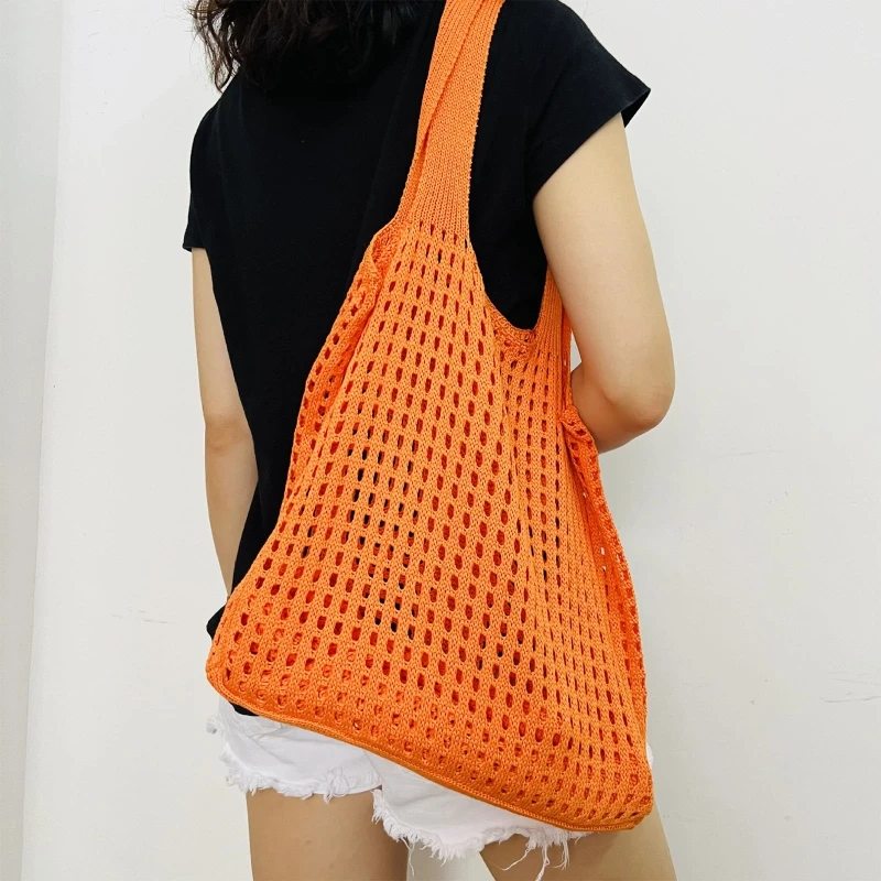 Knitted Tote Bag Handbags Casual Shopping Bags For Women Shoulder Bag E74B