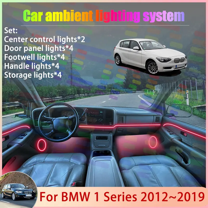

Для BMW 1 серии 2012-2019 F20 F21 MK2 2013 2014: Комплект атмосферной RGB-подсветки салона 2/24 в 1 с эффектом бегущих огней