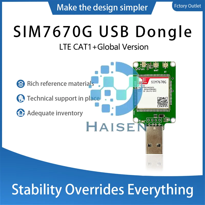 HAISEN SIMCOM SIM7670G-MNGV USB Dongle SIM7670G-MNGV Dongle SIM7670G Core Board LTE CAT1+GPS+Global Version SIM7670