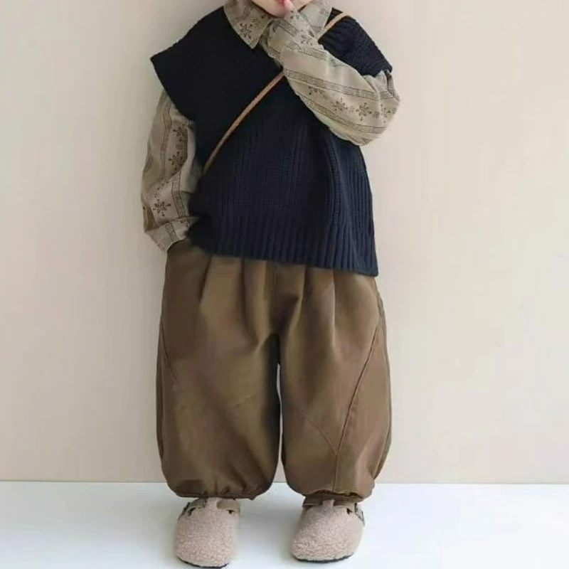 

Осенняя рубашка-жилет, костюм 2025 года, новинка детской модной малыши