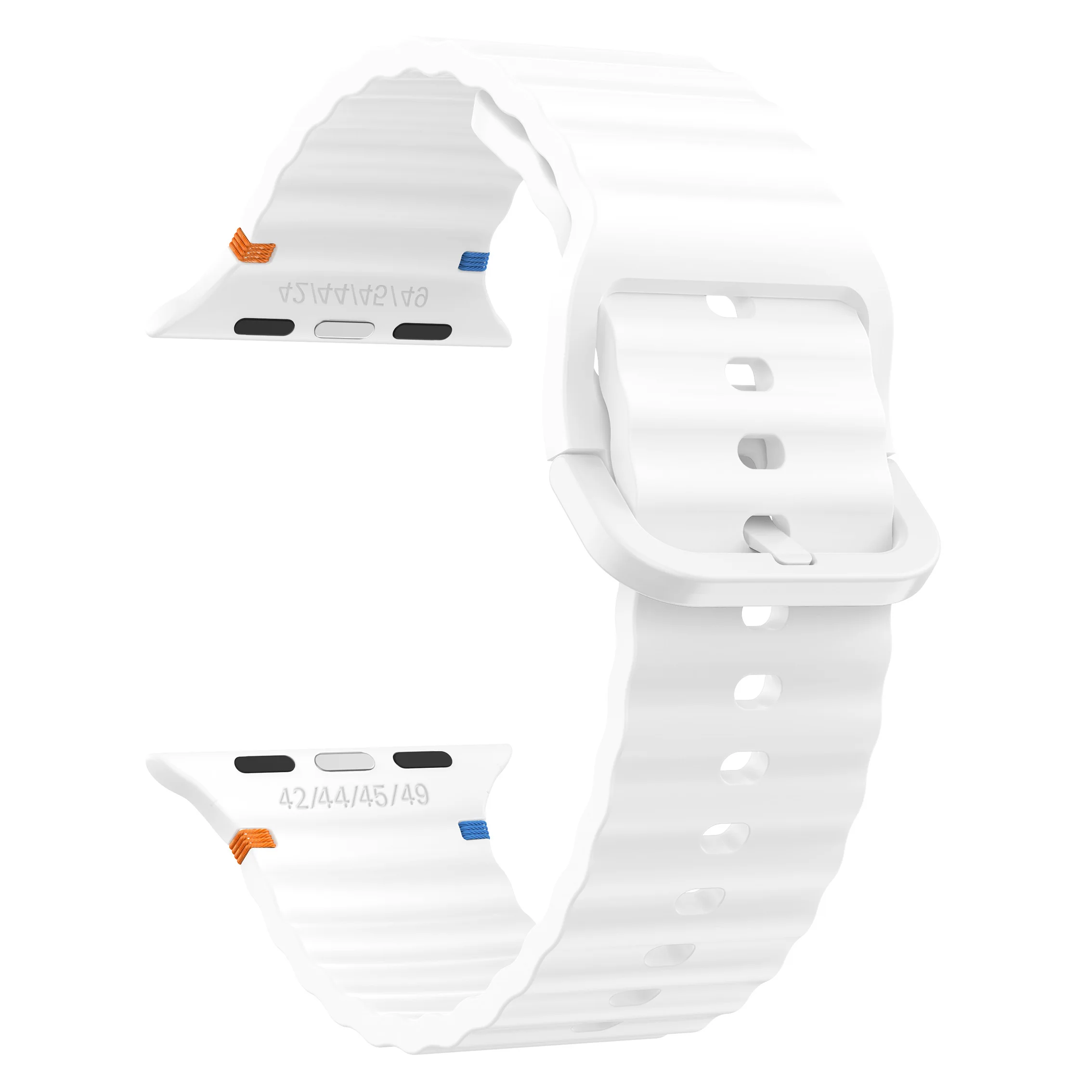 Wellenförmig genähtes Silikonarmband für Apple Watch 12 11 10 46mm 42mm Ultra 4/3/2 49mm Armband iWatch 9 8 SE 45mm 41mm 44mm Band – Detail 5