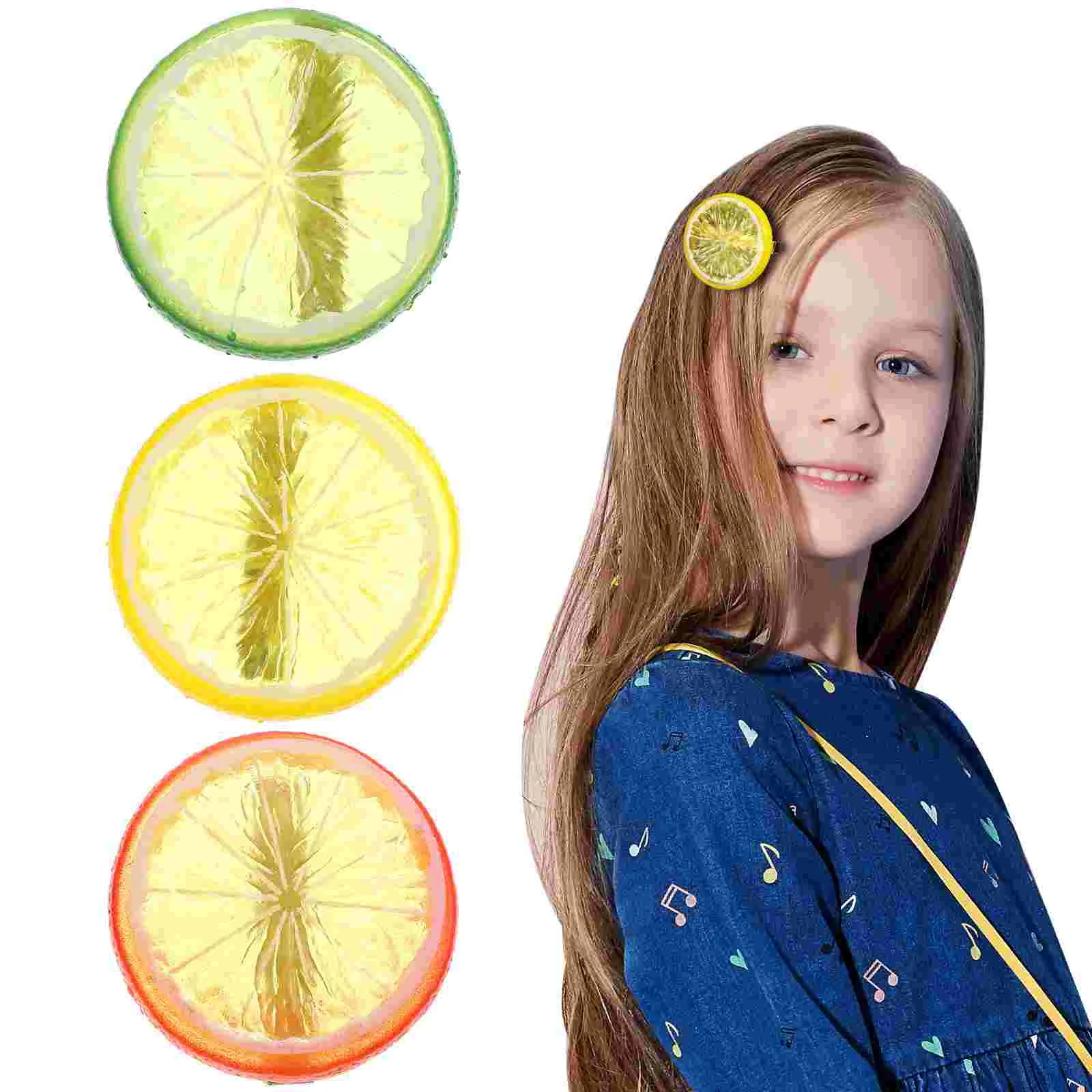 

3 Pcs Simulation Lemon Hair Clip Clips for Short Girls Hairpins Creative Fruit Curly Funny Plastic Novelty Portable