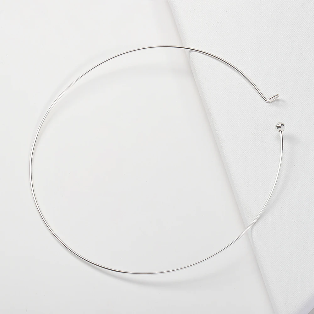 1pc Copper Wire Hoop Adjustable Necklaces Bezel with Easy Clasp For DIY Jewelry Making Women Choker Collar 130mm Ring Accessory