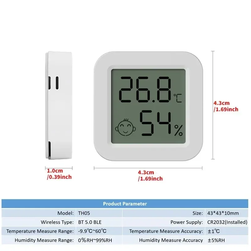 Tuya-Capteur de température et d\'humidité Bluetooth, LCD, Therye.com, Mini hygromètre électrique intelligent, télécommande pour la maison, le plus