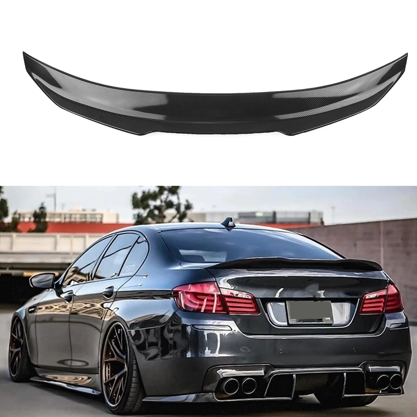 

PSM Style Rear Trunk Lid Spoiler Wing Lip Splitter For BMW 5 Series F10 F18 M5 2011-2017 520i 525i 528i 530i 535i Sedan 4-Door