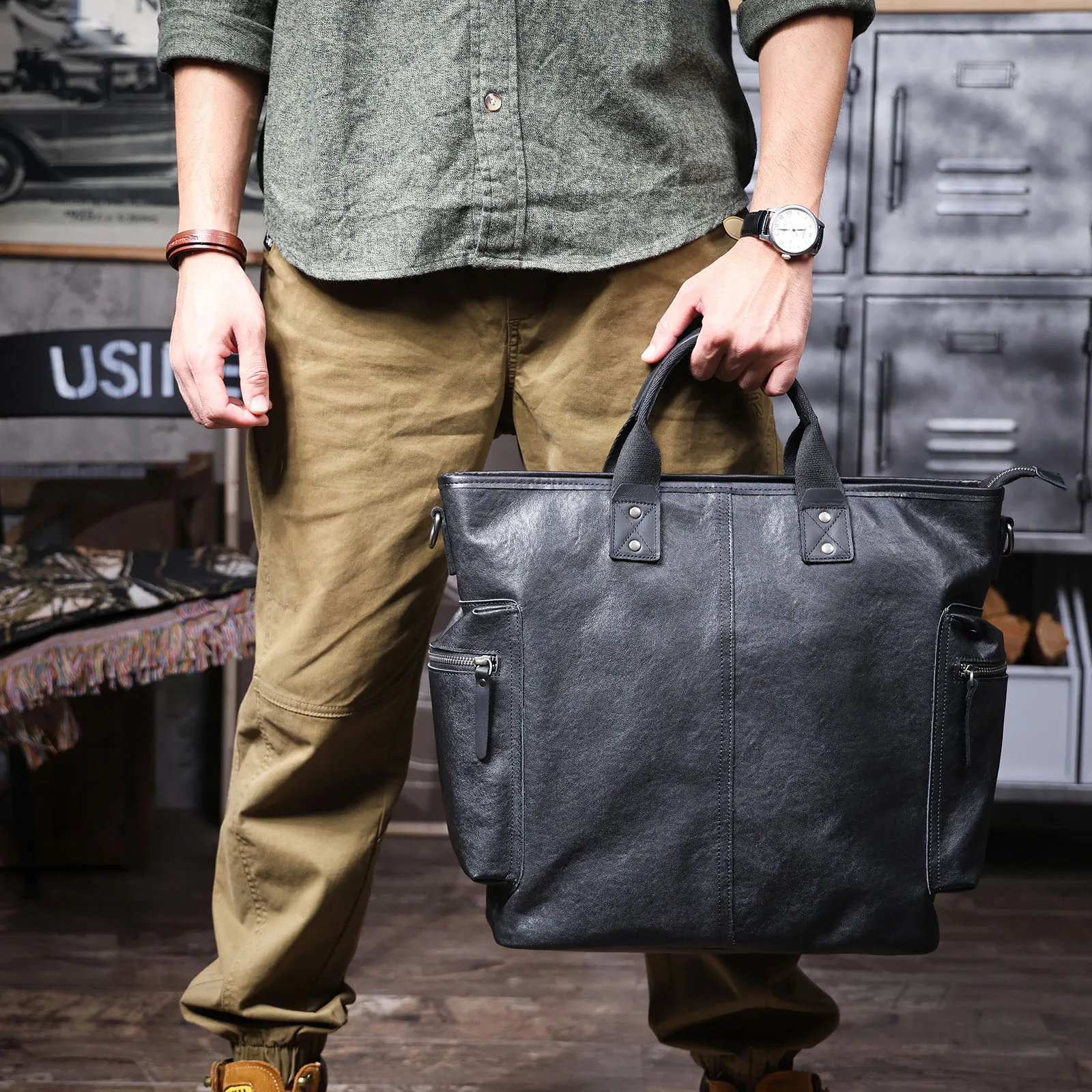 Brifecase de cuero genuino para hombre, bolsos para ordenador portátil de 15 pulgadas, bolso de Cuero de vaca Simple, cu
