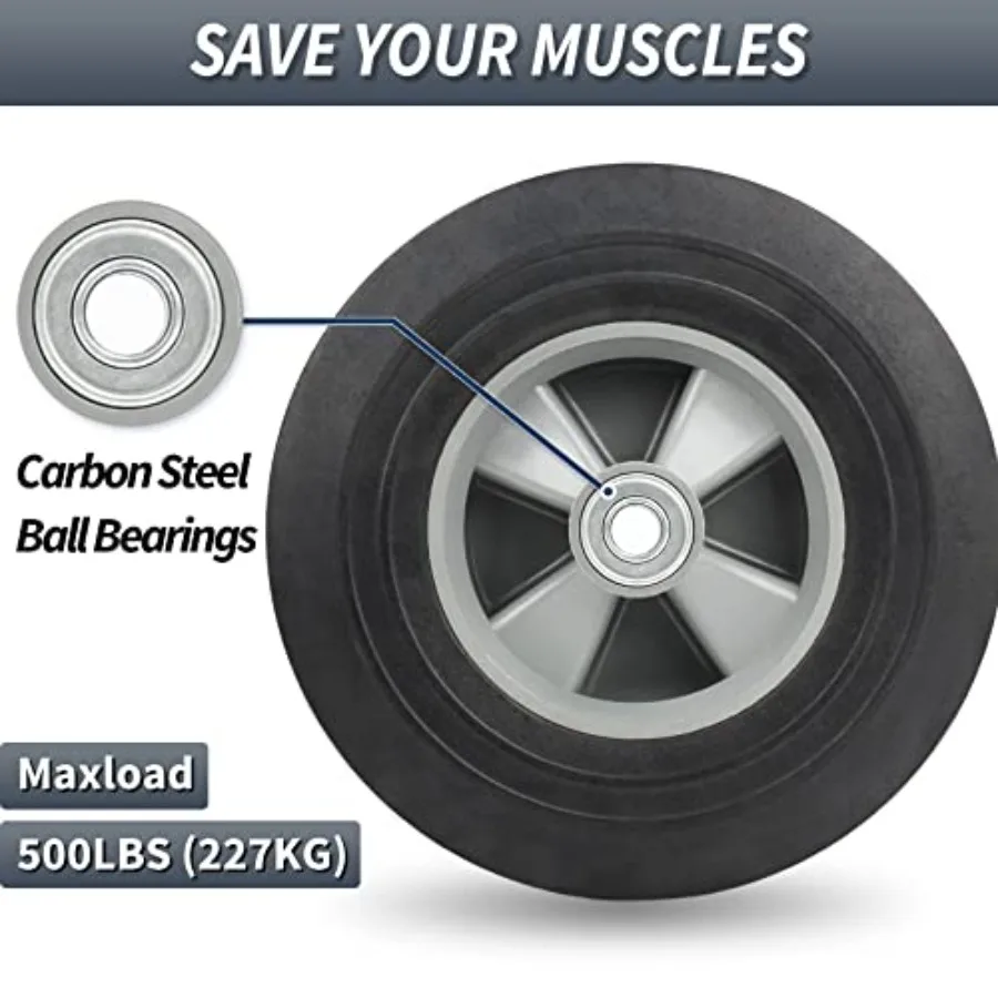 Pneu e roda de borracha sólida, 10x2.5, 5 ou 8 eixos, furo 2 1 4, substituição de cubo offset 4.10 3.504 para caminhão manual dolly t