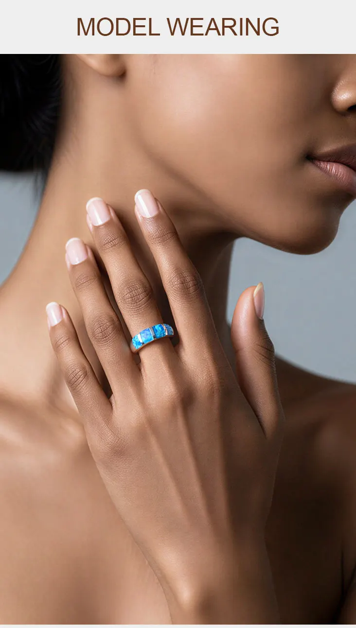 Vintage Opal-Kupferring für Damen und Herren, Gotischer Schmuck, Luxuriöses Hochzeits- und Verlobungsring-Set, Cocktail-Ringe als Geschenk für Sie – Detail 5