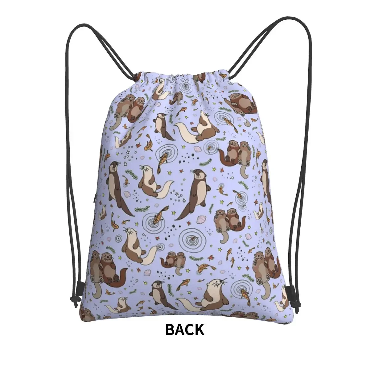 Otters In Purple Backpack Portable Backpacks Drawstring Bag Multi-function Drawstring Bundle Pocket Book Bags For School Student